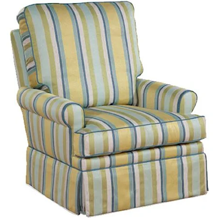 Transitional Aiden Fully Upholstered Swivel Glider Chair with Rolled Arms